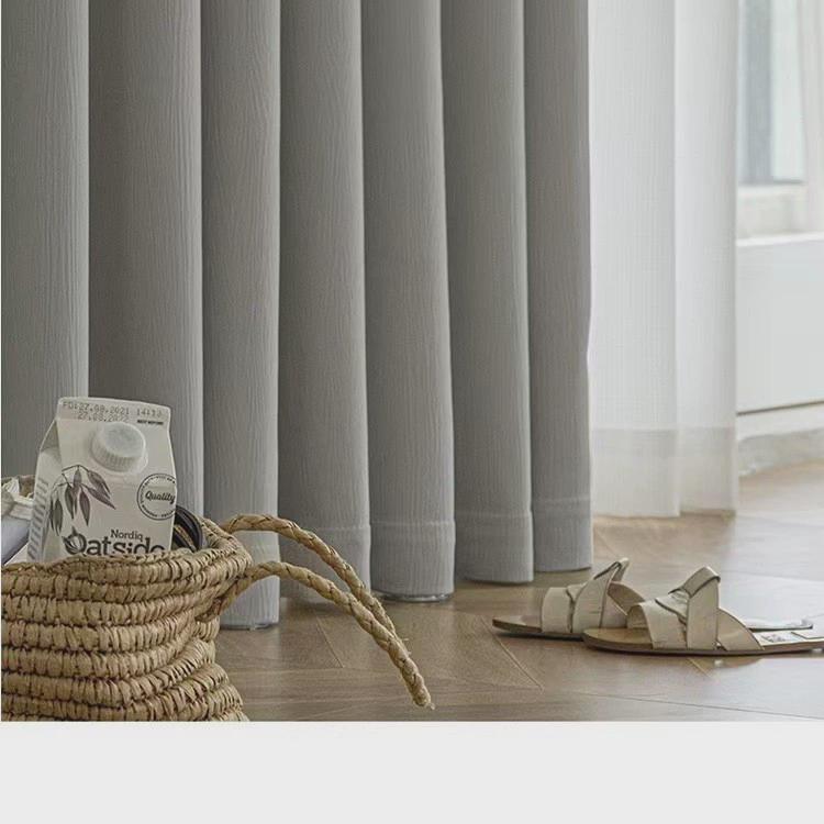送定型法式加厚奶油丝绒雪尼尔全遮光窗帘成品客厅卧室阳台柯桥