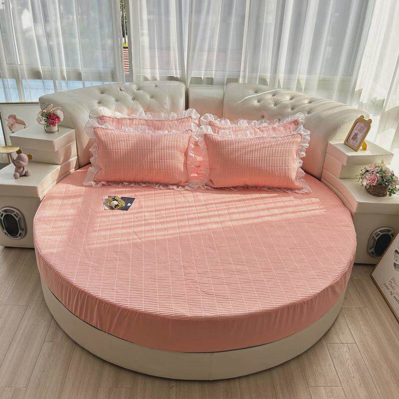 冰丝可水洗圆床三件套夏天凉感圆形床笠空调席乳胶凉席凉垫2新品