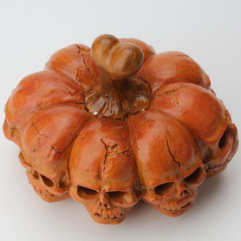 万圣节面led南瓜灯8树脂骷髅头骨手提夜灯节日氛围装饰灯桌面摆件