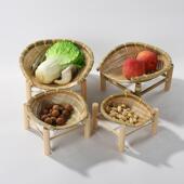 竹编馒头筐果盘圆簸箕竹篮子干果篮茶道手编大号点心篮手工竹制品