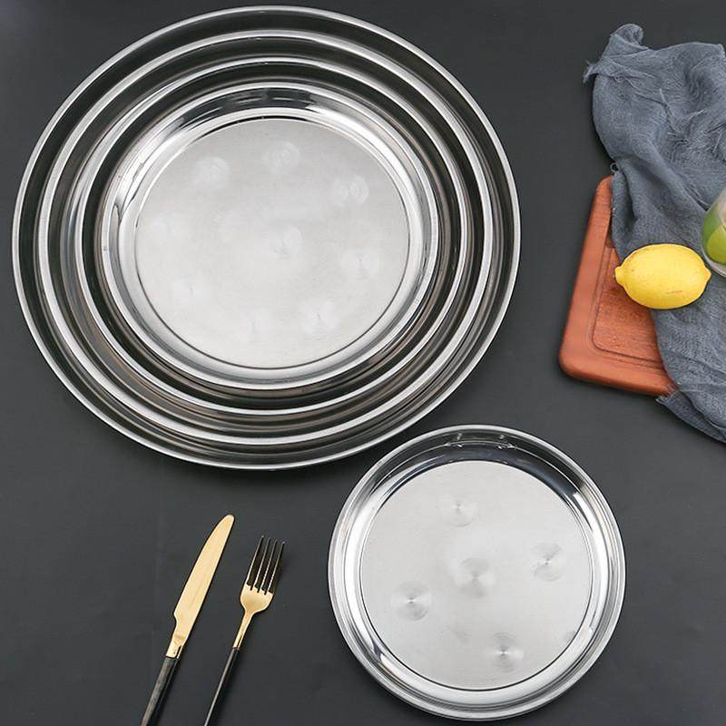 烧烤盘碟子平底菜盘加厚不锈钢盘子圆形大圆盘浅盘托盘平盘西餐盘,餐饮具,餐用托盘,淘宝优惠券,粉丝福利购,淘宝优惠卷