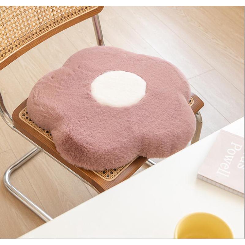北欧仿兔毛花朵坐垫沙发垫ins风民宿抱枕记忆棉垫荷包蛋日韩