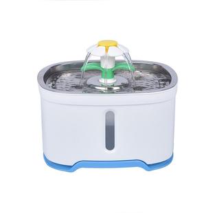 不锈钢宠物饮水机椭方形双喷头智能猫狗喂水器喷泉活水循环led光