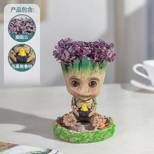 格鲁特鸟窝小花盆多肉植物仙人球仙人掌办公室桌面diy摆件好养活