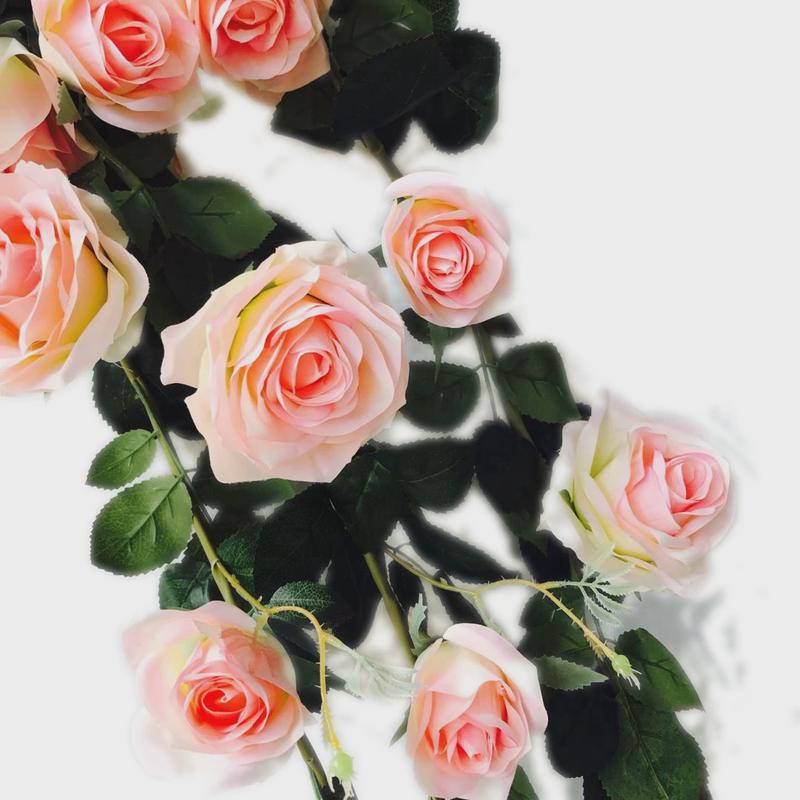 玫瑰花藤假花藤条管道遮挡装饰藤塑料假藤蔓串花吊顶缠绕空调