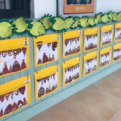 a4幼儿园作品展示袋透明挂袋美术画袋儿童画画走廊墙面表征收纳袋