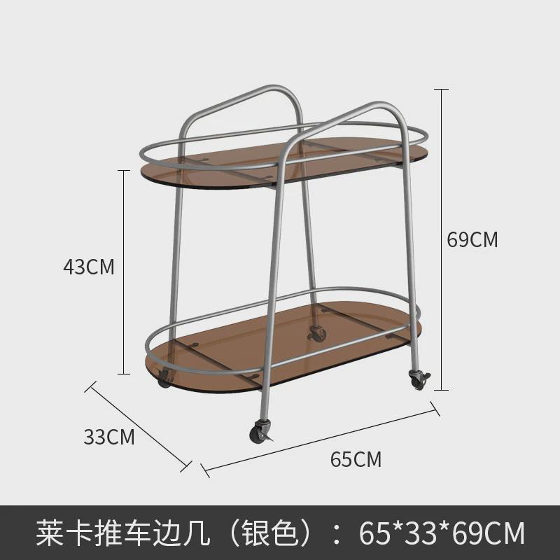 北欧轻奢小推车可移动田园沙发边几小茶几玻璃创意带轮客厅置物架