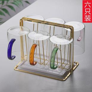 玻璃杯带把耐高温泡茶杯子家庭喝水杯牛奶杯家用客厅绿茶杯具套装