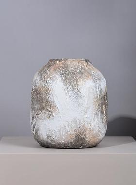 风复古新中式陶罐侘寂斑驳装饰品摆件玄关粗陶瓶插花水培陶瓷花瓶