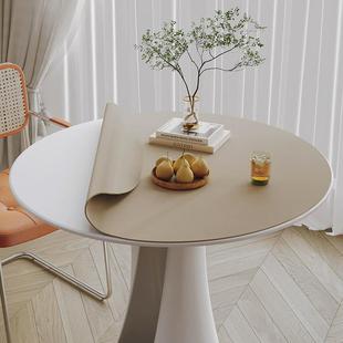 圆形桌垫纯色轻奢皮革小茶几垫子圆桌桌布免洗防水防油高级感餐垫