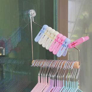 63n美可免打孔挂衣架衣柜粘贴卧室墙上实木收纳架门后净衣区无痕