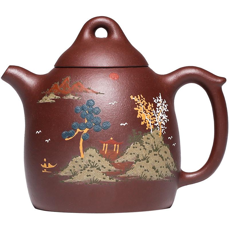 宜兴原矿紫秦权名家紫砂壶全手工山景泥茶壶单壶礼品logo泡茶具