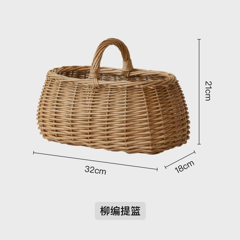 dtp9批发柳编手提篮水果篮户外野餐篮放鸡蛋的编织竹编篮子藤编收