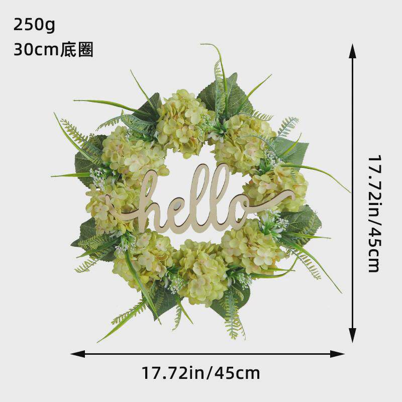 晶橱窗多款hello木牌仿真花环门壁挂绣球花藤圈辰装饰品