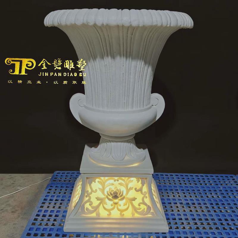 商场摆件砂岩玻璃钢花盆欧式透光家庭园艺花钵花箱广东源头厂家