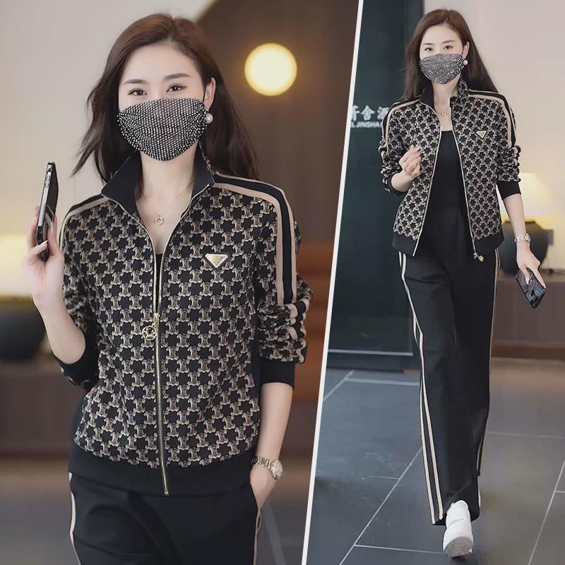 春季套装女士中年时尚洋气显瘦休闲两件套春秋