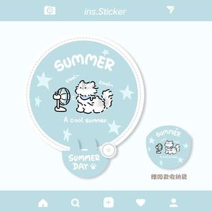 扇子学生小巧便携卡通 好货小猫小狗吹风扇卡通折叠扇迷你可爱夏季