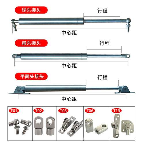 304不锈钢液压杆支撑杆气动设备柜门上翻门伸缩顶杆机械气弹簧杆