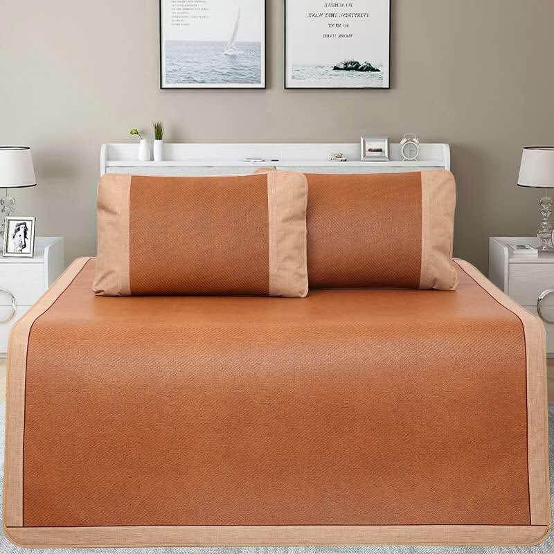 夏天凉席藤席三件套1.8米双人床空调席套件双面可折叠冰丝凉席1.5,床上用品,藤席,淘宝优惠券,粉丝福利购,淘宝优惠卷