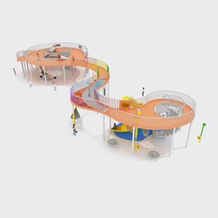 户外儿童不锈钢滑梯大型非标设备攀爬钻洞室外无动力游乐设施定制