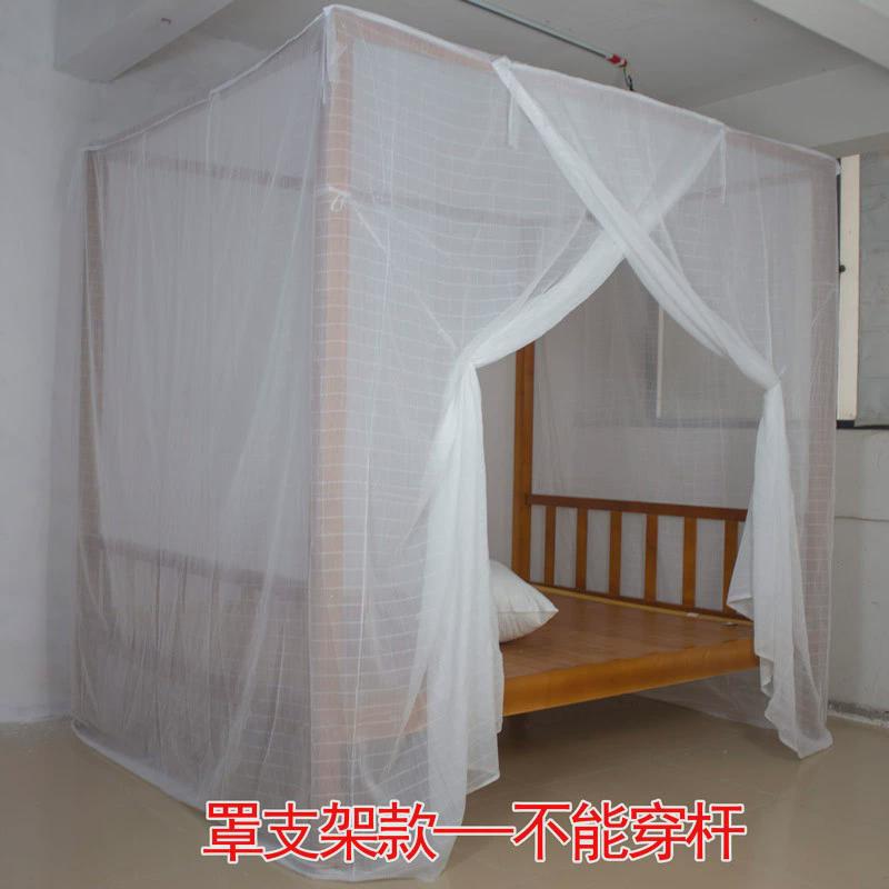 r棉纱蚊帐双线加密加厚老式穿传统单门防尘款竹杆绑绳学生宿舍家t