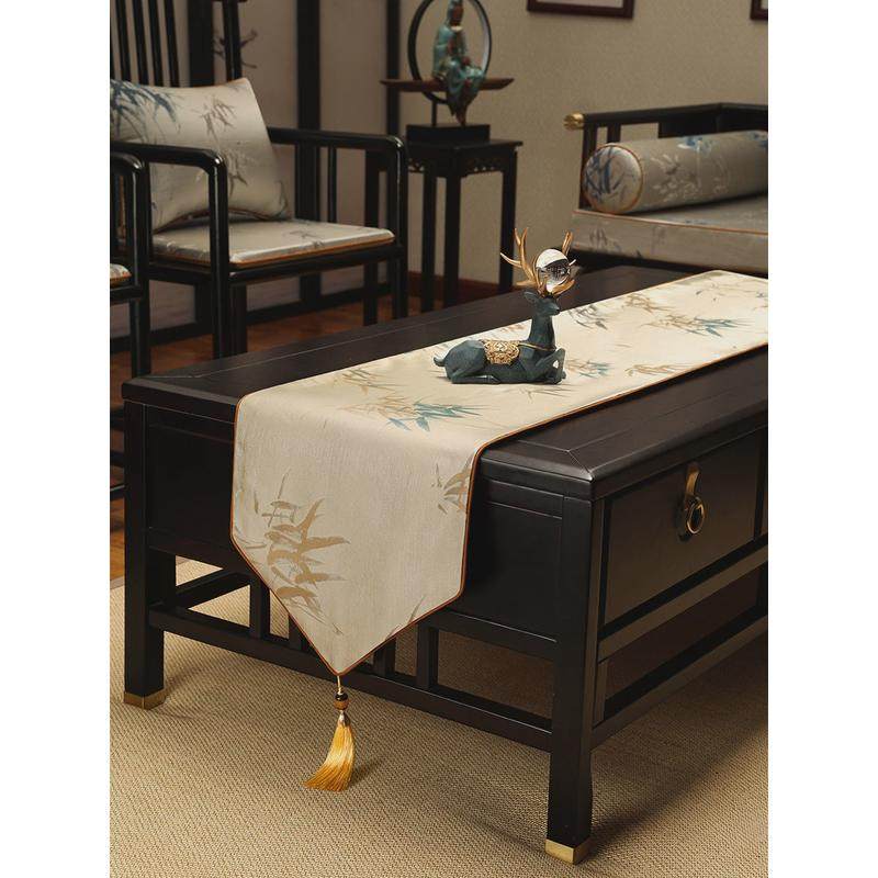 新中式桌旗中国风禅意桌布电视柜长条盖布茶客厅餐桌防滑轻奢新品,居家布艺,桌旗,淘宝优惠券,粉丝福利购,淘宝优惠卷