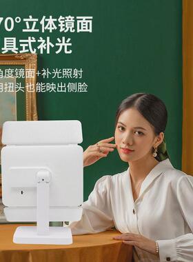 三面折叠led化妆镜三色补光触摸感应美妆度充电180镜旋转化妆镜子