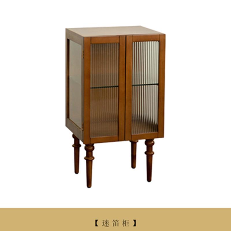 中古法客厅沙发复古实木餐边柜子美式双门斗柜玻璃酒柜收纳柜家用