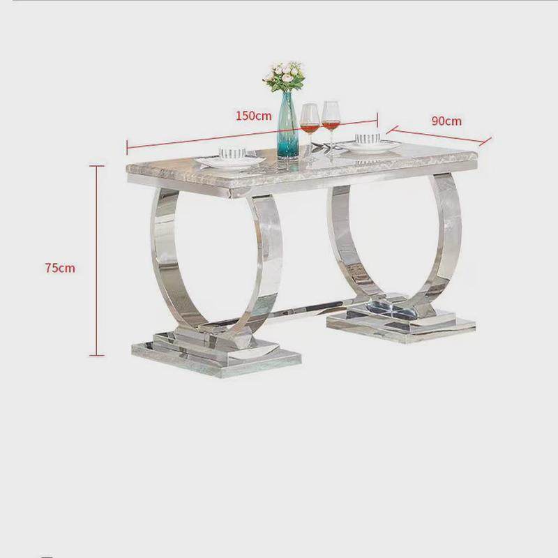 轻奢钛金色不锈钢大理石餐桌椅组合简约现代时尚网红家用6人餐台