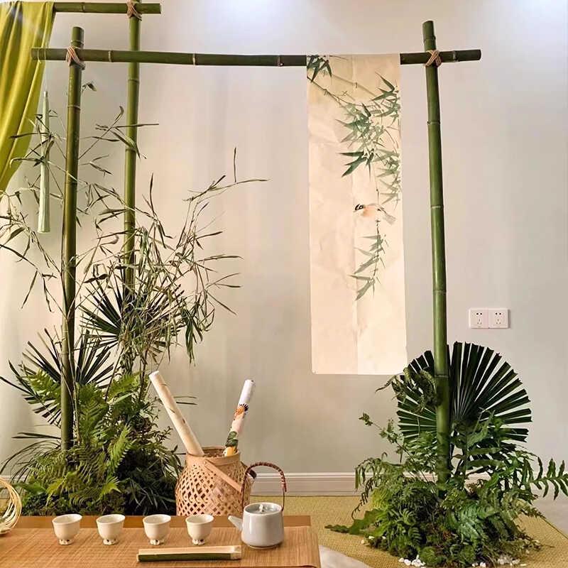 婚宴竹架子装饰黄竹筒竿迎宾展框支杆架中式户外庆周岁礼道具背景
