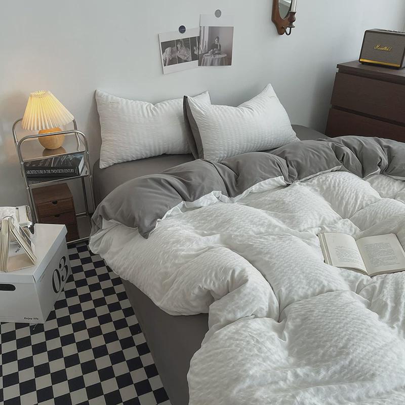 2u8kins浪漫紫色公主风泡泡棉被套床单四件套纯色少女宿舍床上三