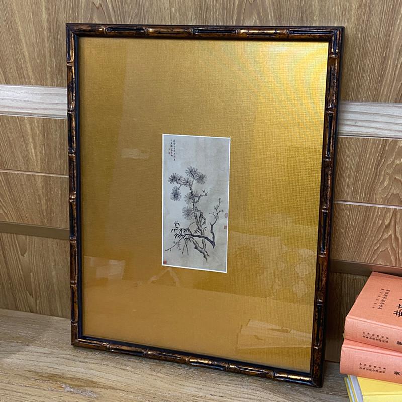 48n定制国画框油画框字画书法装裱竹节线条裱框实木竹子相框定
