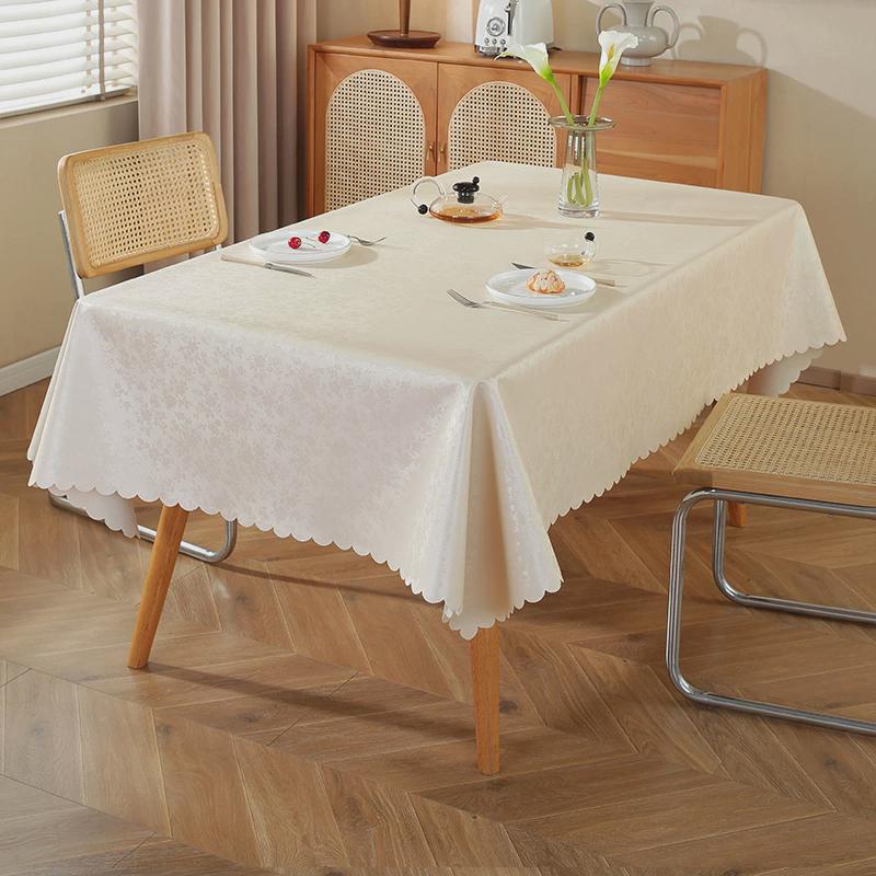 A947桌布欧式防水防油免洗酒店饭店餐厅家用PU氛围感长方形餐桌布