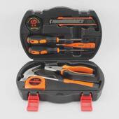 碳钢抛光9件套卷尺五金组合工具套装 家用手动维修工具3米工具箱