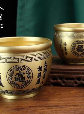 黄铜米缸招米聚宝盆八宝缸办公室客厅纪念品百福创意纯铜金属铜缸