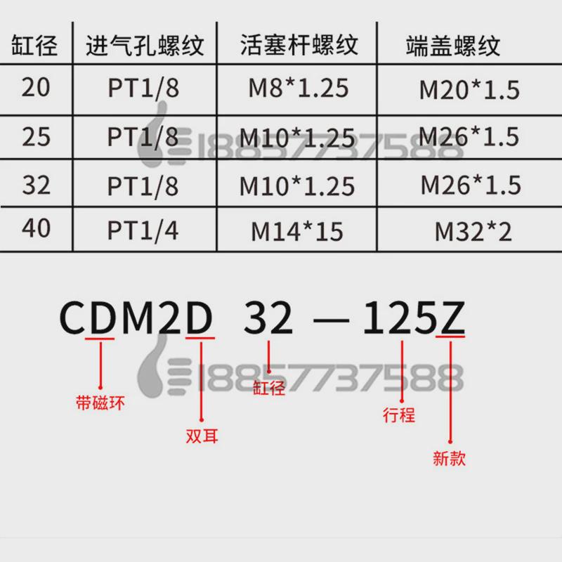 SMC型CDM2D20/CDM2D25/CDM2D32/CDM2D40-50-75-100Z 双耳迷你气缸