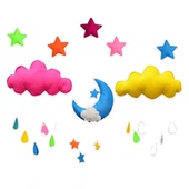 儿童房装 饰月亮星星彩虹云朵雨滴挂饰幼儿园走廊教室创意空中吊饰