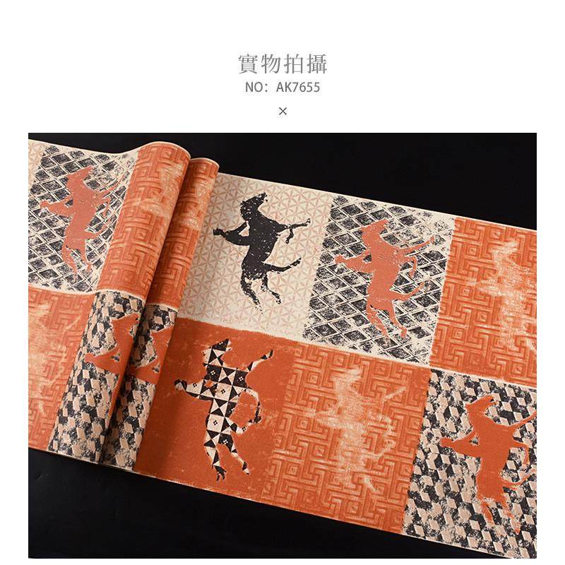 壁纸乡村复古美式橙红色橘红色北欧卧室床头客厅轻奢电视背景墙纸,家装主材,无纺布墙纸,淘宝优惠券,粉丝福利购,淘宝优惠卷