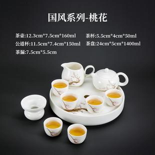 白瓷圆形茶盘功夫茶具日式 德化储水式 家用干泡台羊脂玉陶瓷茶托盘