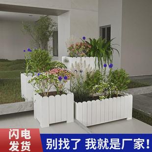 阳台种植箱栅栏花盆户外防腐家用花箱仿木室外种菜箱长方形加大号