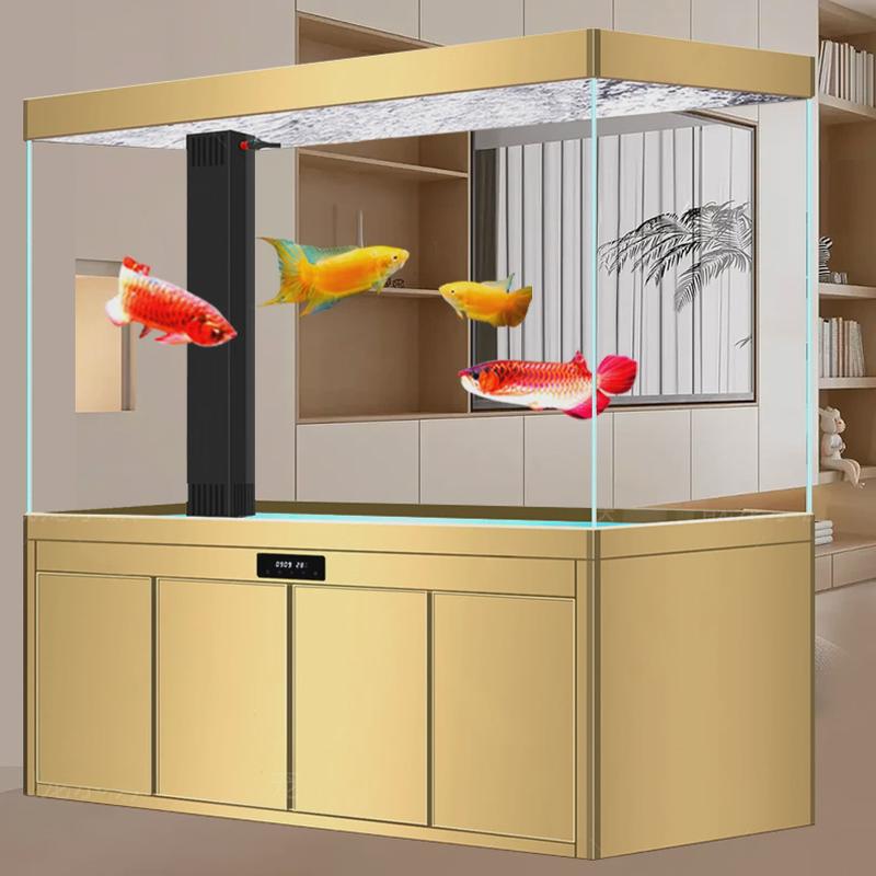 鱼缸水族箱龙中大型2024新款超白玻璃家用底部屏风过滤免换水客厅