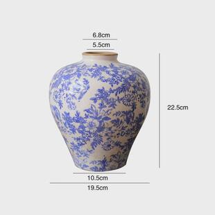 青花瓷陶瓷花瓶中古高级感花瓶水培客厅摆件装饰品插花批发