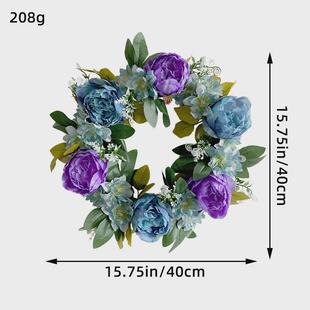 挂鸿欧美仿真蓝紫花环装饰门纵圣诞挂件仿真花绢花枯枝藤圈壁挂