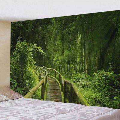 。墙布客厅森林背景布墙壁装饰挂毯自然风景卧室遮挡窗帘挂毯