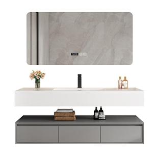 【定制】岩板无缝陶瓷盆一体盆浴室柜组合洗漱洗脸洗手台厂家双盆