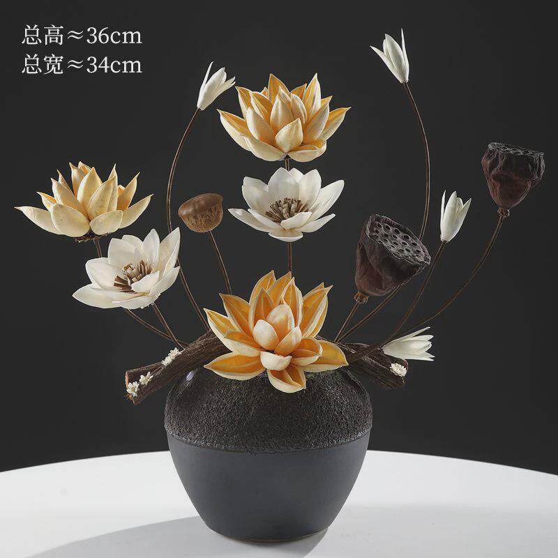 莲蓬家居摆件轻奢餐桌花束干花真花清新禅意装饰花