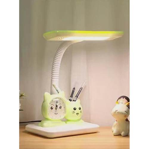 工厂学生宿舍台灯创意儿童书桌护眼台灯带笔筒闹钟小夜灯可定制