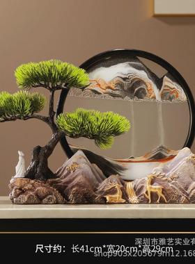 文创客厅品流沙画风景摆件中式纪念玄关电视柜办公室装饰创意礼品