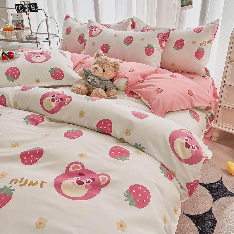 iyr7小清新四件套学生被罩新款夏季简约水洗棉床单被套三件套碎花