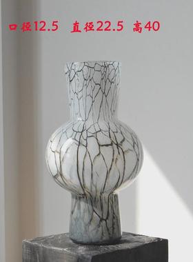 水培古风渐变拼色玻璃花瓶客厅餐桌中复古花瓶简约轻奢装饰品摆件